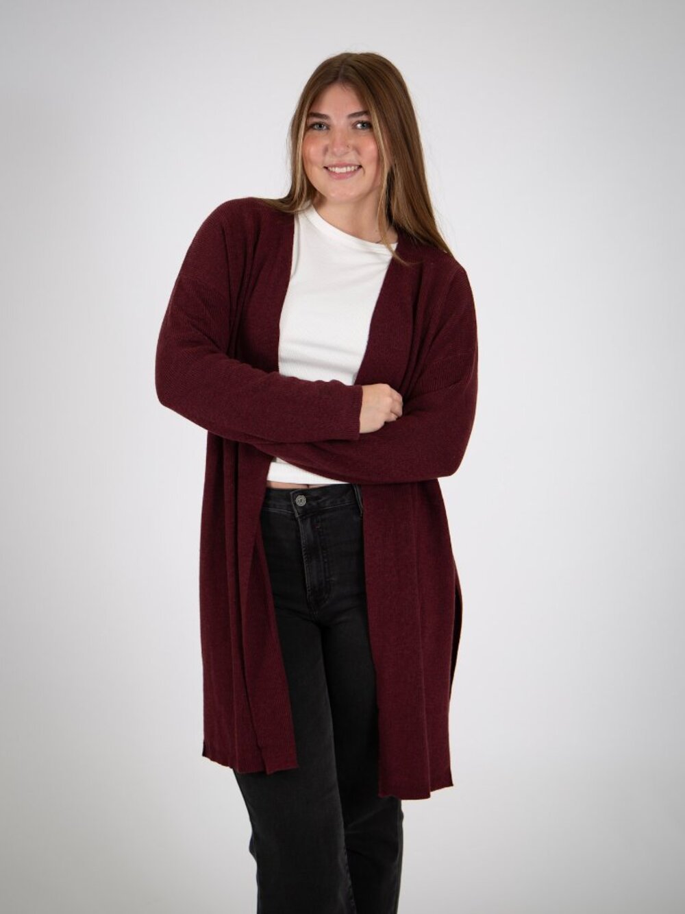 Curvy Knit Cardigan with Side Slits